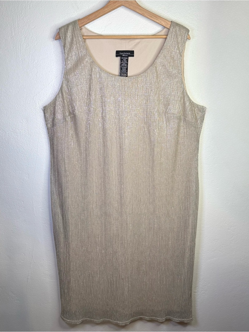 R&M Richards Sleeveless Metallic Champagne Two-Piece Dress & Jacket Set Size 18W - Picture 7 of 16